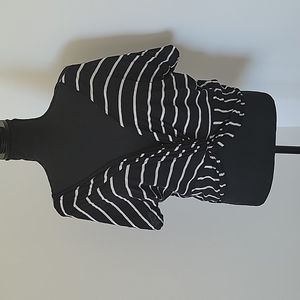 AllSaints Itat Twist Front Striped Tee Black White Medium